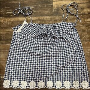 J. Crew Blue Gingham Tank with White Detailing